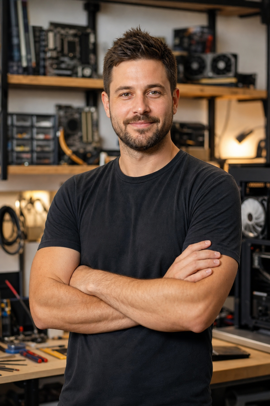 Tyler Brooks, founder of Airflow PC Co., in his Phoenix workshop